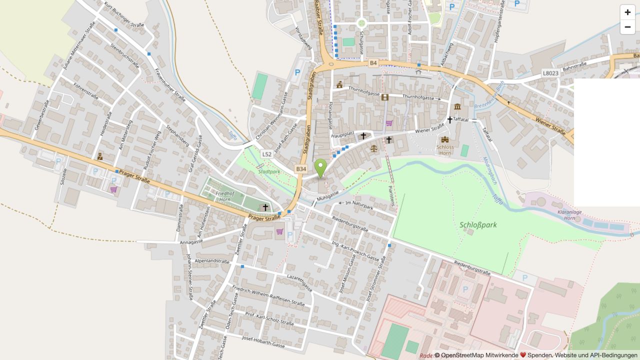 Kartenausschnitt zur Ordination in der Prager Straße 5 in Horn